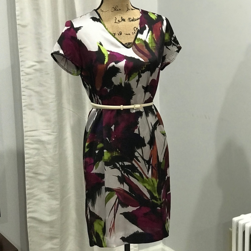 Kenneth Cole bold print purple floral dress